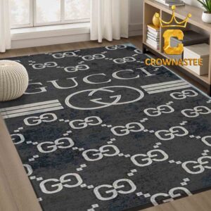 Gucci Monogram Luxury Black Home Decor Area Rug Carpet Doormat