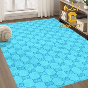 Gucci Monogram Luxury Blue Pattern Home Decor Area Rug Carpet Doormat