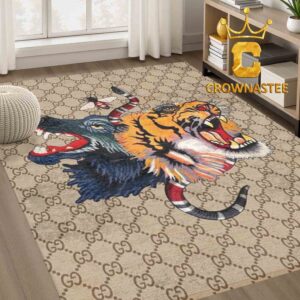 Gucci Monogram Luxury Brown Pattern Home Decor Area Rug Carpet Doormat