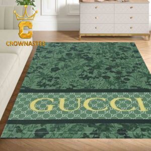 Gucci Monogram Luxury Floral Green Home Decor Area Rug Carpet Doormat