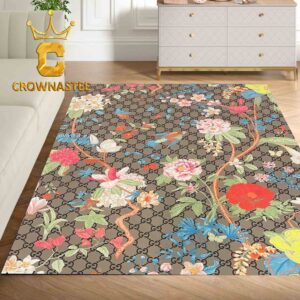 Gucci Monogram Luxury Floral Pattern Home Decor Area Rug Carpet Doormat