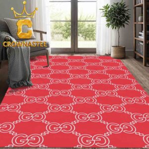 Gucci Monogram Luxury Red White Pattern Home Decor Area Rug Carpet Doormat