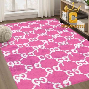 Gucci Monogram White Pink Home Decor Area Rug Carpet Doormat