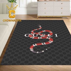 Gucci Snake Monogram Luxury Black Home Decor Area Rug Carpet Doormat