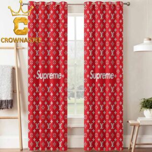 Louis Vuitton Supreme Luxury Monogram Red Home Decor Window Curtain