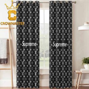 Louis Vuitton Supreme Luxury Monogram White Home Decor Window Curtain