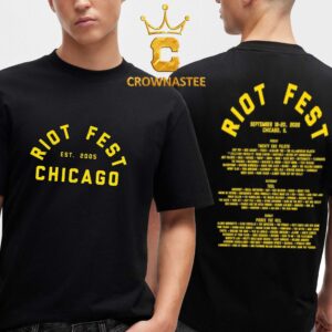 Riot Fest 2026 Chicago IL Lineup Yellow Text Two Sided T-Shirt