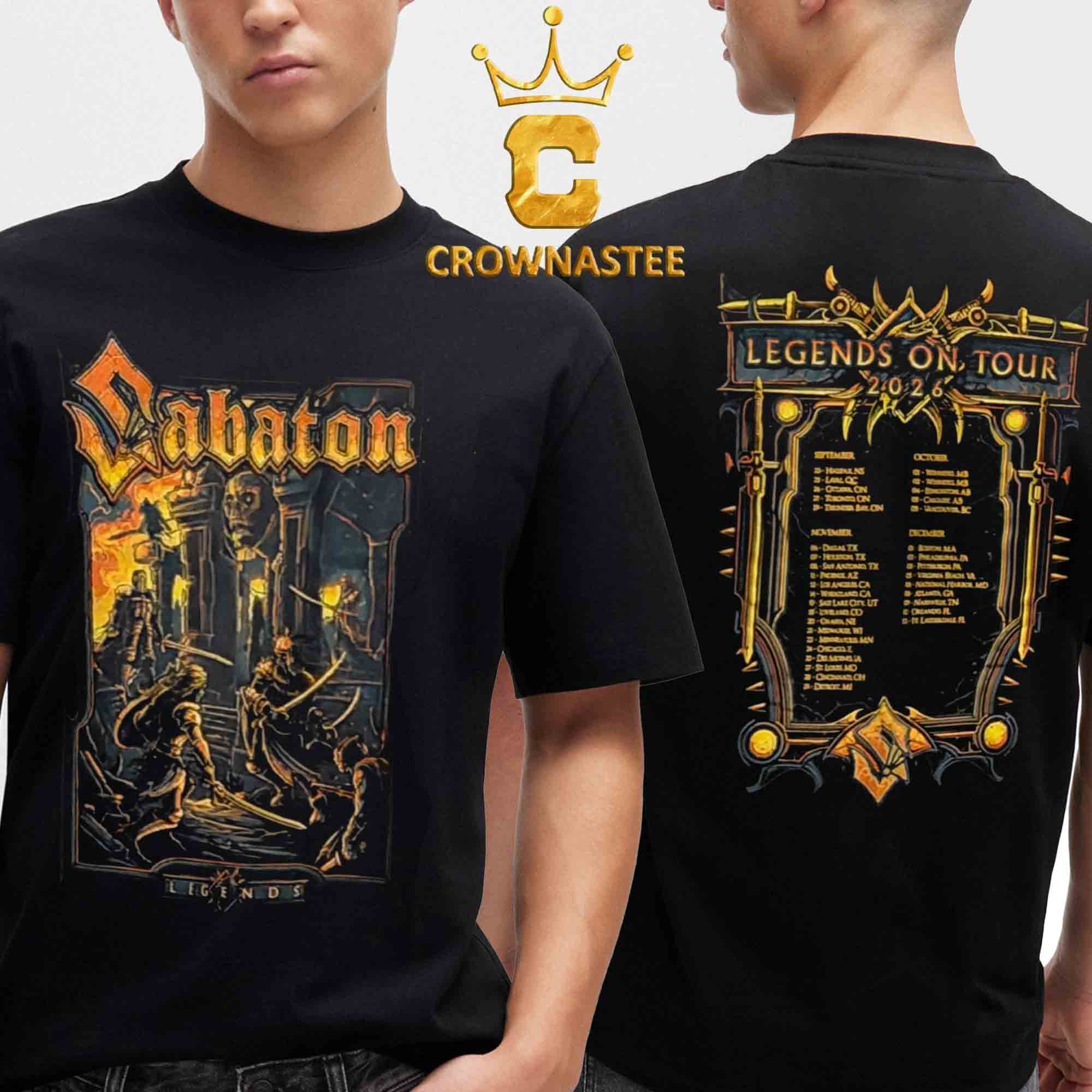 Sabaton Legends On Tour Dates 2026 Two Sided T-Shirt Sabaton Legends On Tour Dates 2026 Two Sided T-Shirt