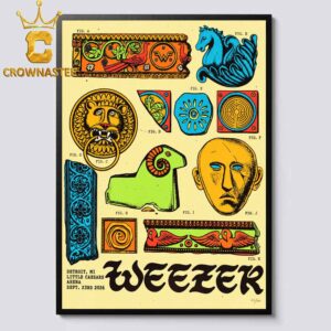 Weezer Little Caesars Arena 2026 Tour Detroit MI September 23rd Home Decor Poster Canvas