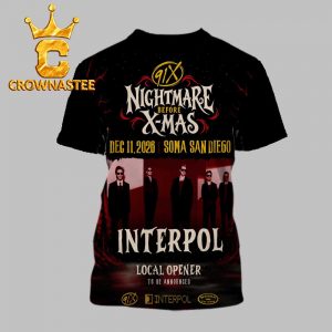 91X Nightmare Before X-Mas Dec 11th 2026 Soma San Diego Interpol Local Opener All Over Print T-Shirt