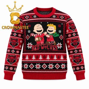 Arkansas State Red Wolves Charlie Brown And Linus Football Christmas Ugly Sweater