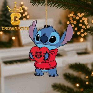 Arkansas State Red Wolves Stitch Heart Christmas Ornament
