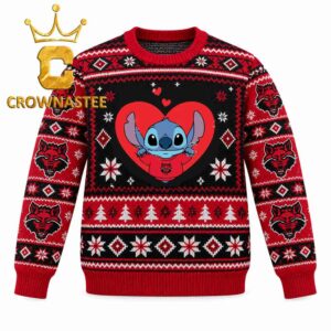 Arkansas State Red Wolves Stitch In Heart Christmas Ugly Sweater