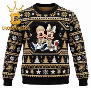 Army Black Knights Disney Mickey And Minnie Mouse Christmas Ugly Sweater