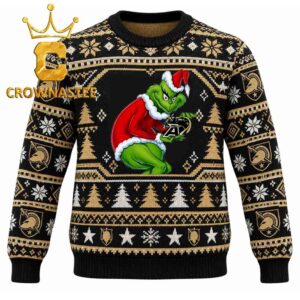 Army Black Knights Logo Grinch Stolen Old Logo Christmas Ugly Sweater