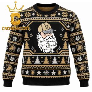 Army Black Knights Santa Claus Face Christmas Ugly Sweater