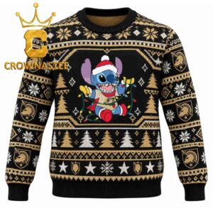 Army Black Knights Stitch Christmas Lights Christmas Ugly Sweater
