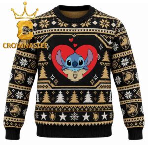 Army Black Knights Stitch In Heart Christmas Ugly Sweater