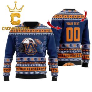 Auburn Tigers Custome Helmet Football Name Number Christmas Ugly Sweater