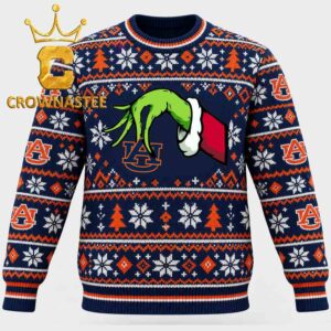 Auburn Tigers Grinch Hand Stole Logo Christmas Ugly Sweater