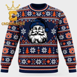 Auburn Tigers Santa Claus Christmas Head Christmas Ugly Sweater