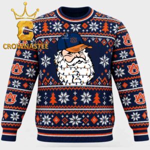 Auburn Tigers Santa Claus Face Christmas Ugly Sweater
