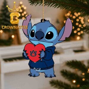 Auburn Tigers Stitch Heart Christmas Tree Decor Ornament