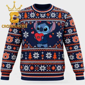 Auburn Tigers Stitch Heart Christmas Ugly Sweater