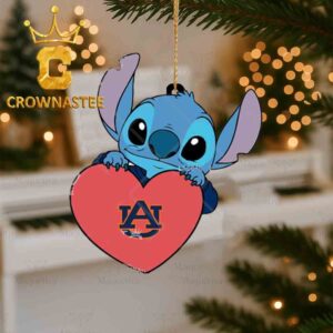 Auburn Tigers Stitch Hugging Heart Christmas Tree Decor Ornament