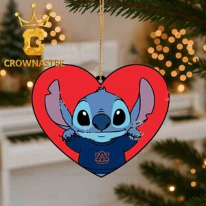 Auburn Tigers Stitch In Heart Christmas Tree Decor Ornament