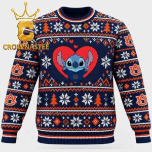 Auburn Tigers Stitch In Heart Christmas Ugly Sweater