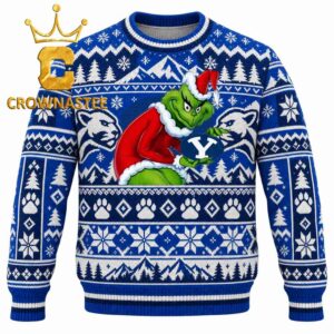 BYU Cougars Grinch Stolen Logo Christmas Ugly Sweater