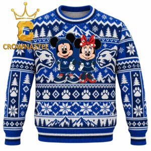 BYU Cougars Mickey And Minnie Christmas Ugly Sweater