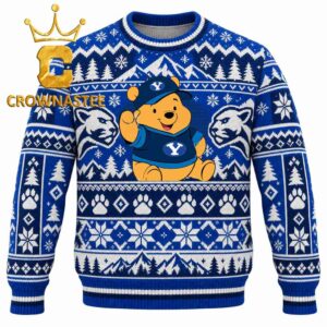 BYU Cougars Pooh Bear Christmas Ugly Sweater