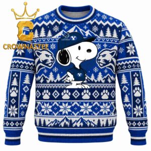 BYU Cougars Snoopy Football Christmas Ugly Sweater
