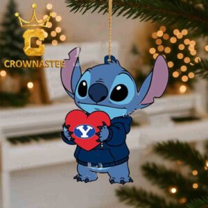 BYU Cougars Stitch Heart Christmas Tree Decor Ornament