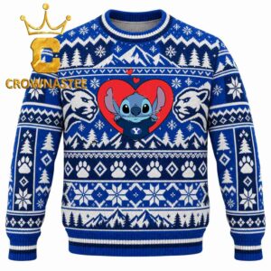 BYU Cougars Stitch In Heart Christmas Ugly Sweater