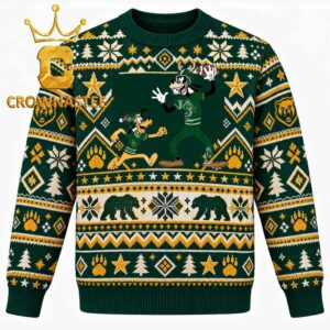 Baylor Bears Goofy And Pluto Football Christmas Ugly Sweater