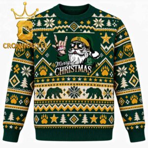 Baylor Bears Rock Santa Claus Football Christmas Ugly Sweater