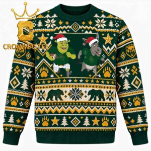 Baylor Bears Shrek and Donkey Football Christmas Ugly Sweater