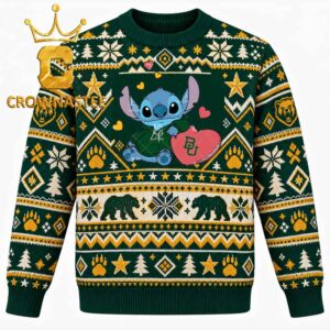 Baylor Bears Stitch Hugging Big Heart Christmas Ugly Sweater