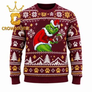 Bloomsburg University Huskies Grinch Stolen Football Logo Christmas Ugly Sweater