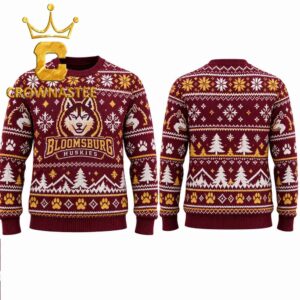 Bloomsburg University Huskies Logo Christmas Ugly Sweater
