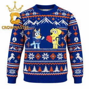 Boise State Broncos Bluey And Lucky Christmas Ugly Sweater