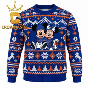 Boise State Broncos Disney Mickey And Minnie Football Christmas Ugly Sweater
