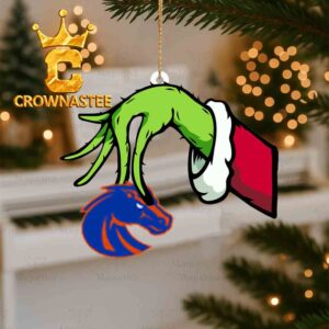 Boise State Broncos Grinch Hand Stolen Logo Christmas Tree Decor Ornament