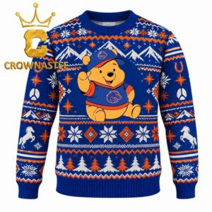 Boise State Broncos Pooh Bear Christmas Ugly Sweater
