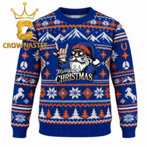 Boise State Broncos Rock Santa Claus Football Christmas Ugly Sweater