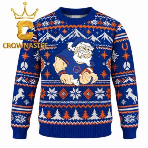 Boise State Broncos Santa Claus Angry Christmas Ugly Sweater