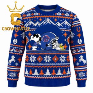 Boise State Broncos Snoopy Football Helmet Christmas Ugly Sweater